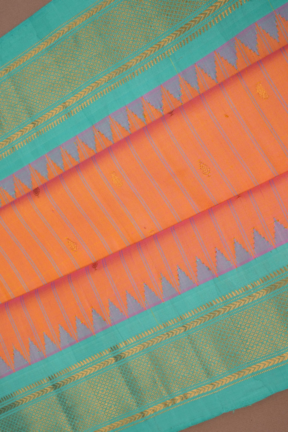 Image of Gadwal Silk Coral Pink Saree